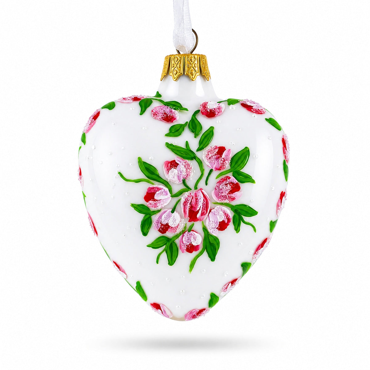 Mother's Day Red Heart Shape Glass Ornament