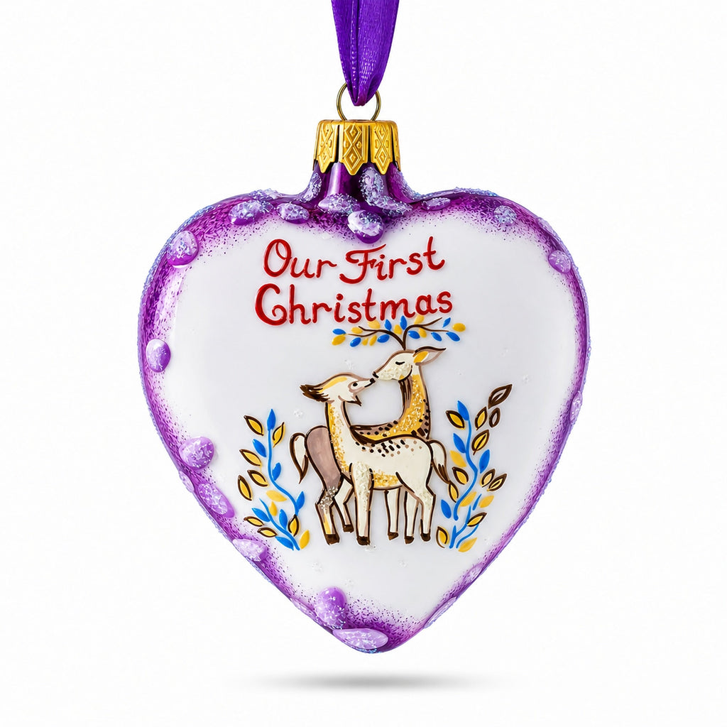 Our First Christmas Heart Glass Christmas Ornament