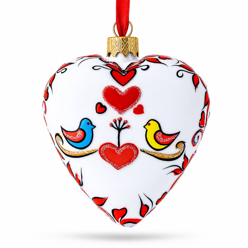 Valentine's Day Heart Shape Glass Christmas Ornament