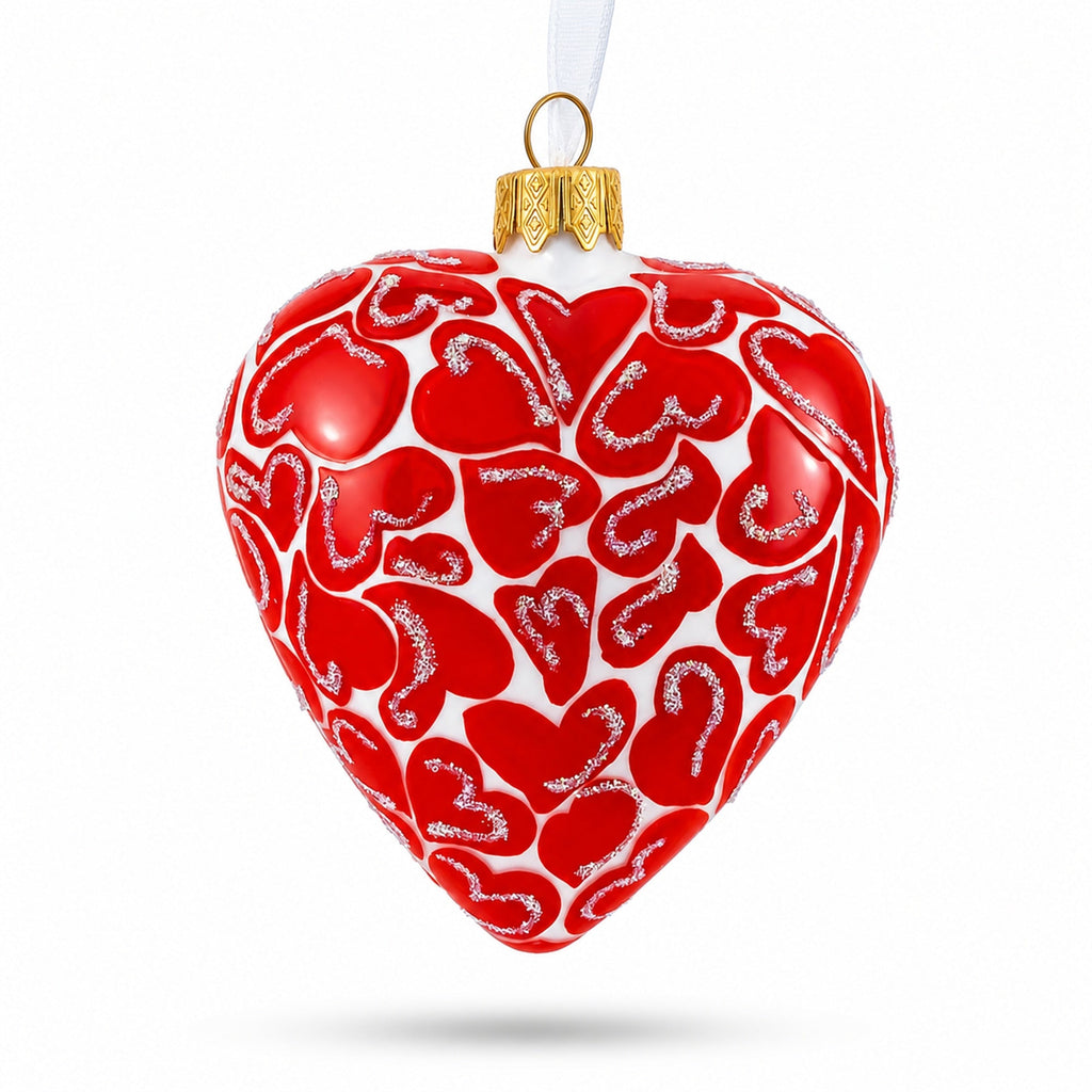 I Love You Glass Heart Christmas Ornament