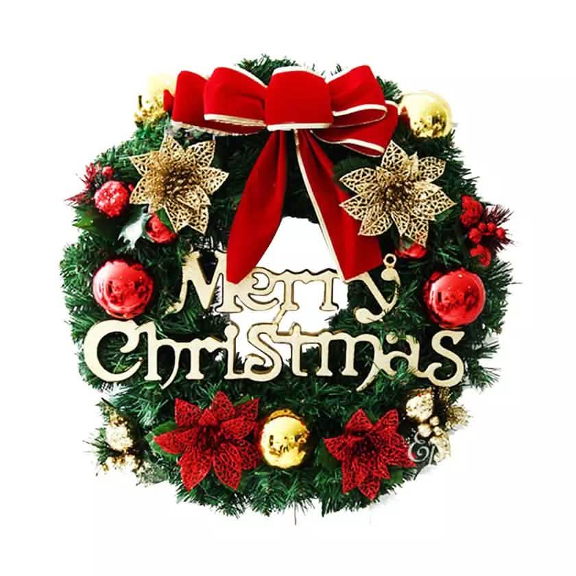 Christmas Xmas Wreath Home Door Wall Ornament Garland Bowknot Party Decoration