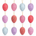 Bag of 12 Pink and White Speckled Plastic Easter Egg Ornaments 2.35 Inches