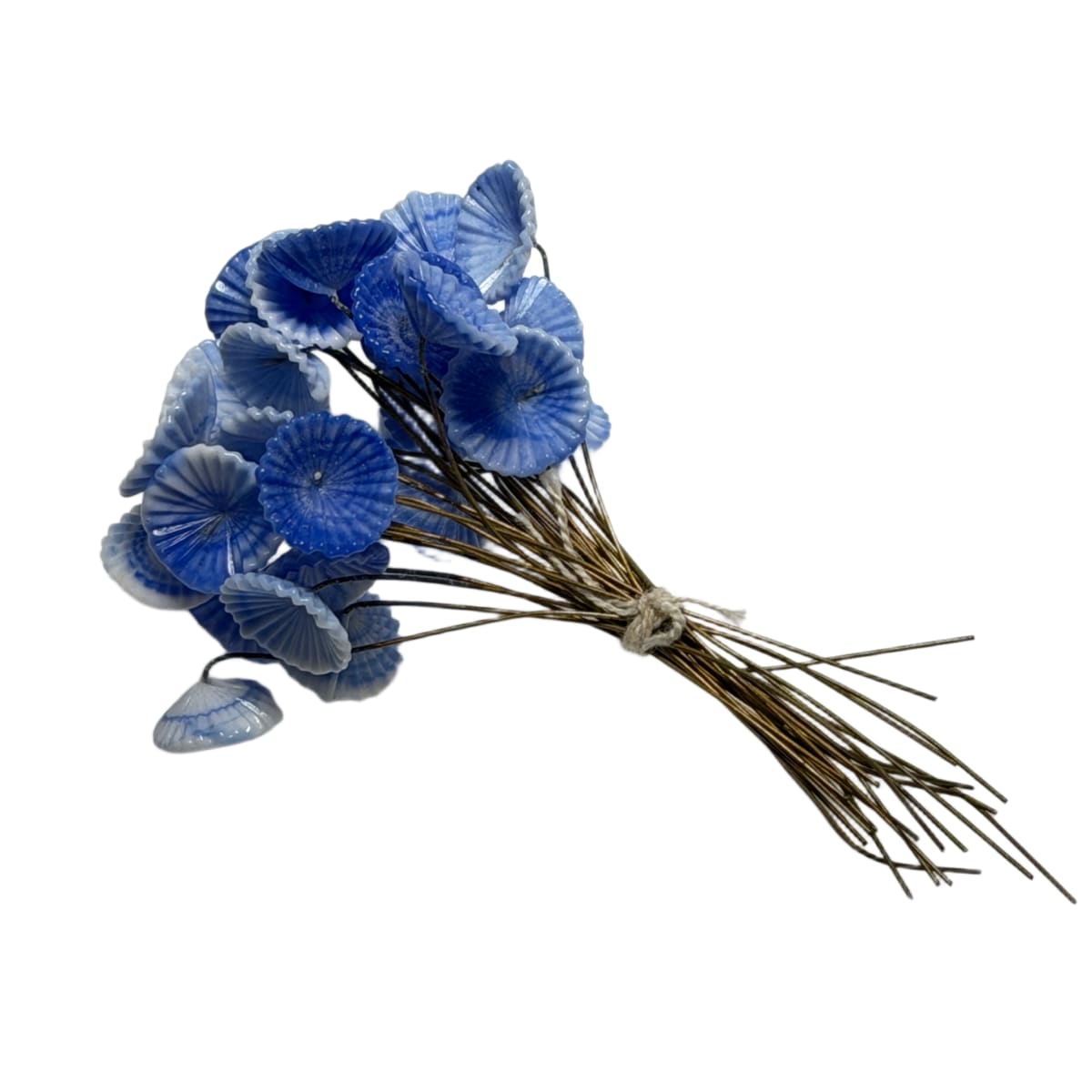 Vintage Czech Glass Flower Stamens - Blue Pressed Glass with Wire Stems 90mm - Individual Floral Components