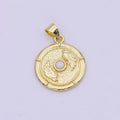 14K Gold Filled White, Blue Opal Angel Wing Round Pendant | H557 H560
