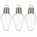 Set of 3 Clear Plastic Light Bulb Christmas Ornaments DIY Craft 4 Inches