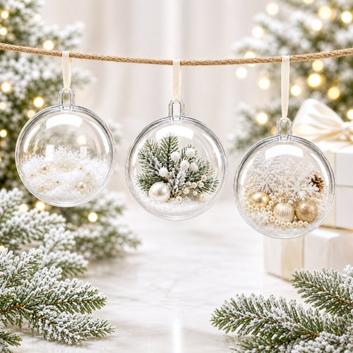 3.15-Inch Clear Plastic Fillable Christmas Ball Ornaments for DIY Projects: Set of 3