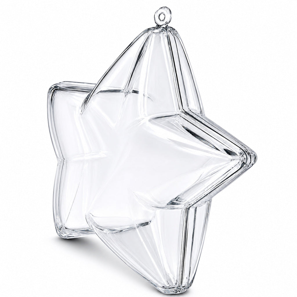 Set of 3 Openable Fillable Clear Plastic Star Christmas Ornaments DIY Craft 3.5 Inches