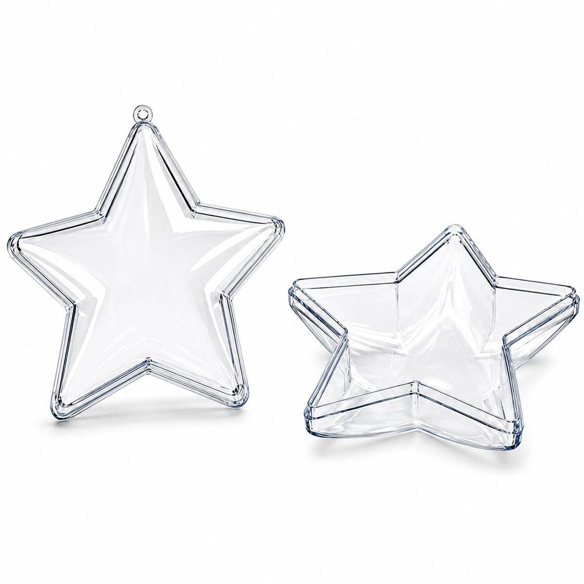 Set of 3 Openable Fillable Clear Plastic Star Christmas Ornaments DIY Craft 3.5 Inches