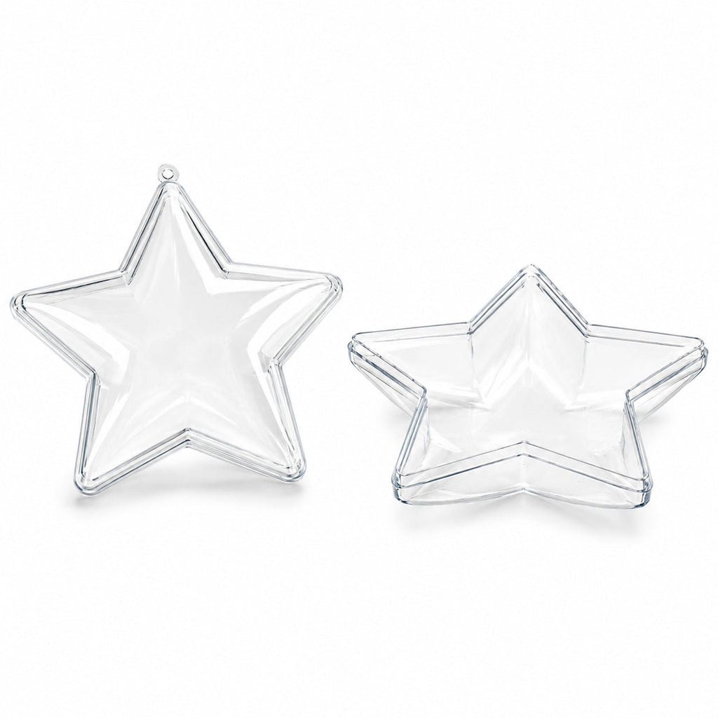 Set of 3 Clear Plastic Star Ornaments 3.25 Inches (83 mm)