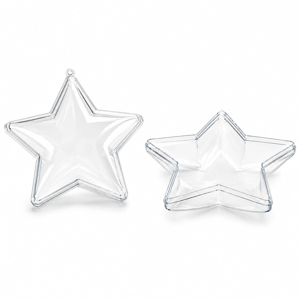 Set of 3 Clear Plastic Star Ornaments 3.25 Inches (83 mm)