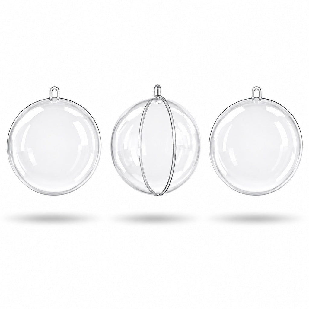 Set of 3 Openable Fillable Clear Plastic Ball Christmas Ornaments DIY Craft 4 Inches
