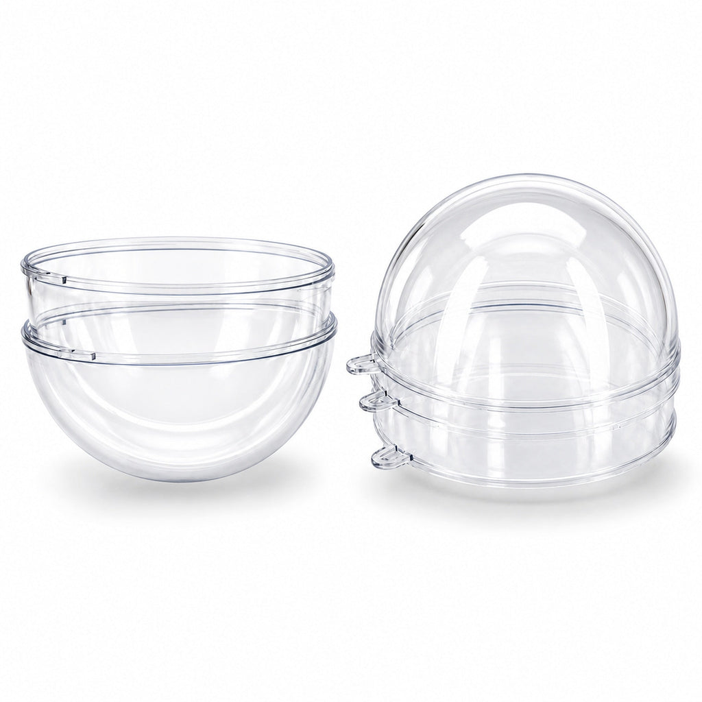 Set of 3 Openable Fillable Clear Plastic Ball Christmas Ornaments DIY Craft 4 Inches