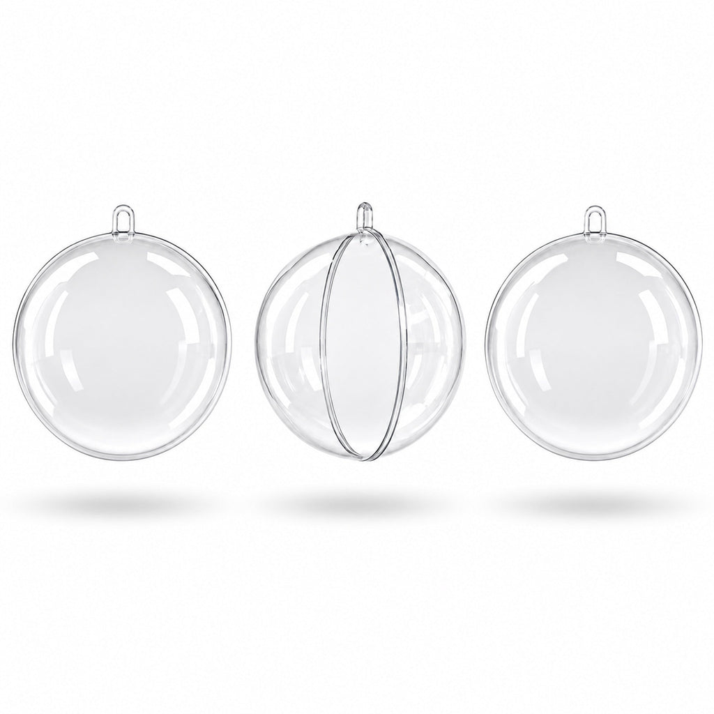 2.36-Inch Clear Plastic Fillable Christmas Ball Ornaments for DIY Crafts: Set of 3