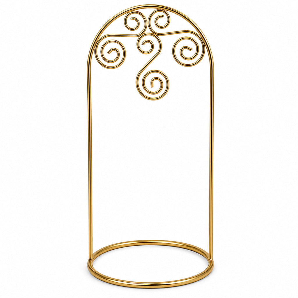Gold Tone Metal Swirl Arch Ornament Stand Display 7.75 Inches