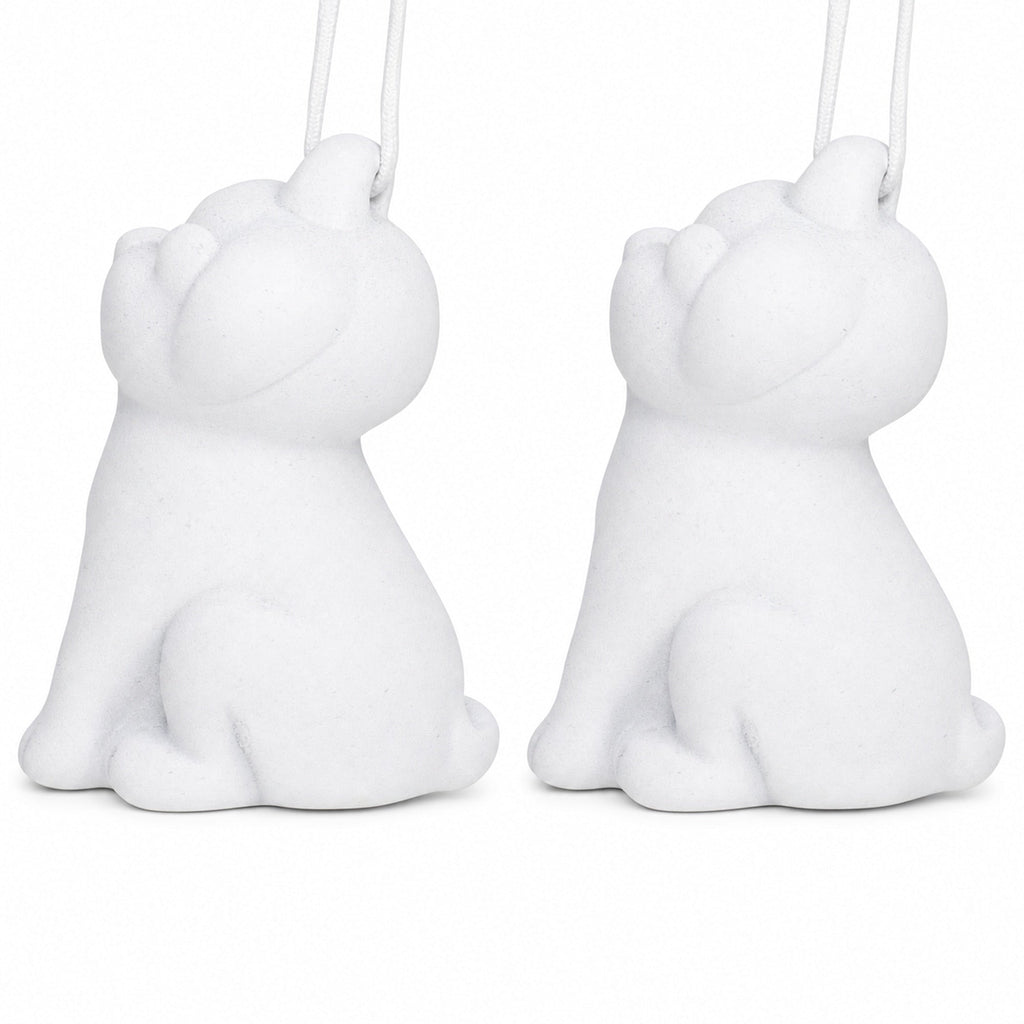 Set of 2 Blank Unfinished White Plaster Dog Christmas Ornaments DIY Craft 3.25 Inches