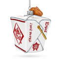 Takeout Box with Fortune Cookie Glass Christmas Ornament
