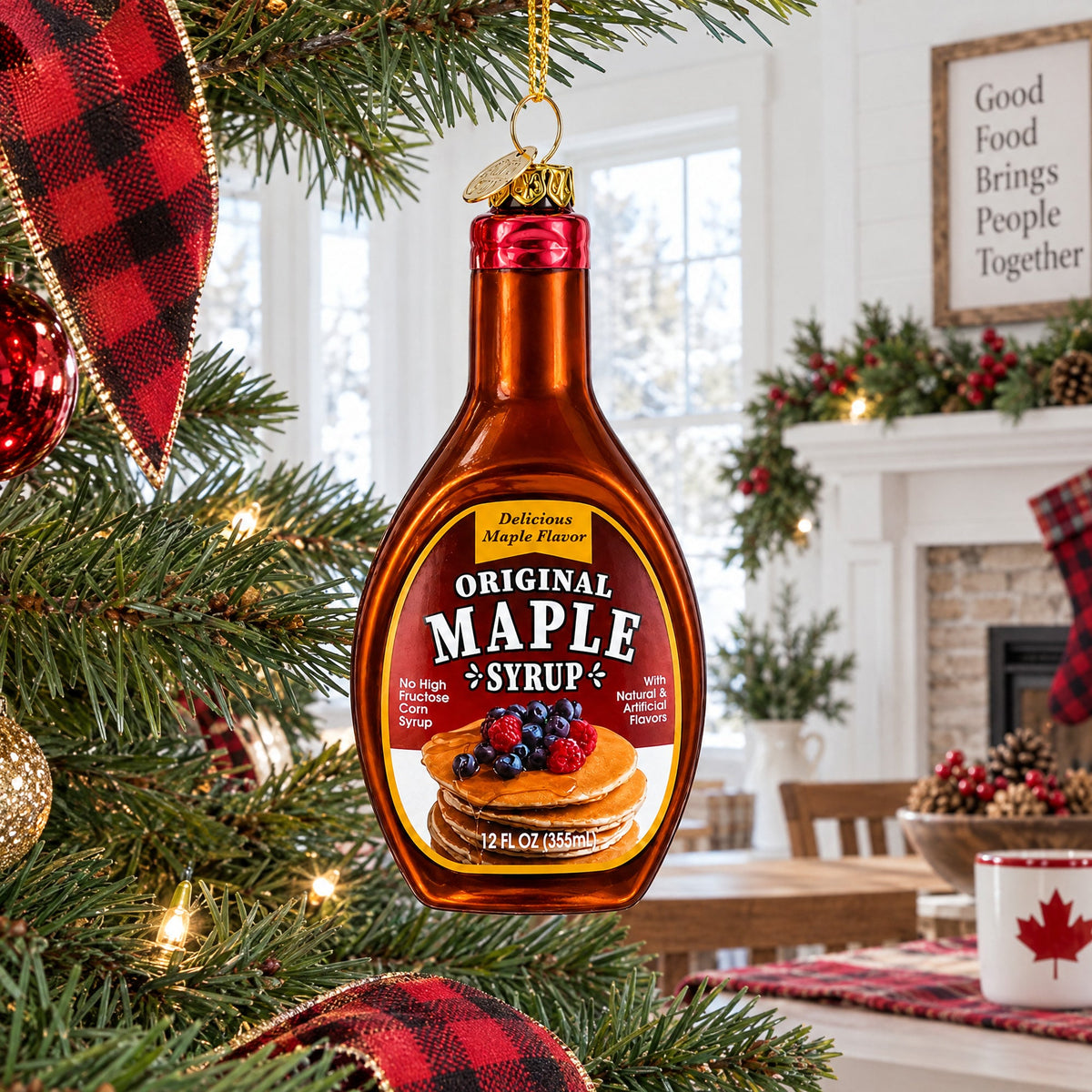 Maple Syrup Bottle Glass Christmas Ornament