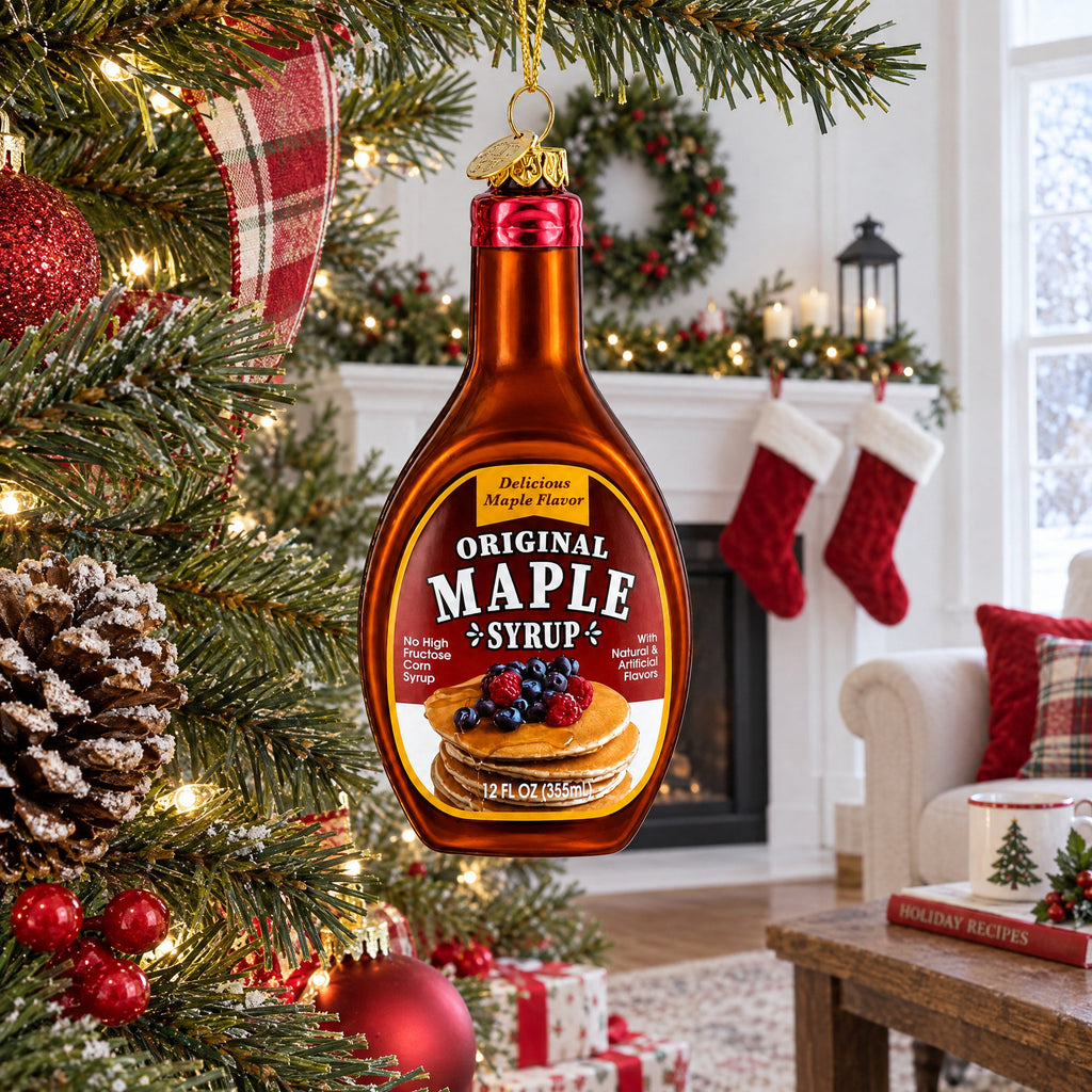 Maple Syrup Bottle Glass Christmas Ornament