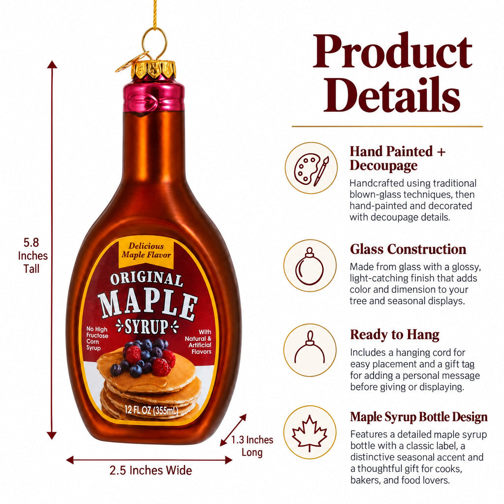 Maple Syrup Bottle Glass Christmas Ornament