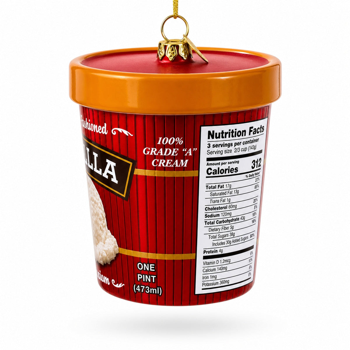 Vanilla Ice Cream Pint Glass Christmas Ornament