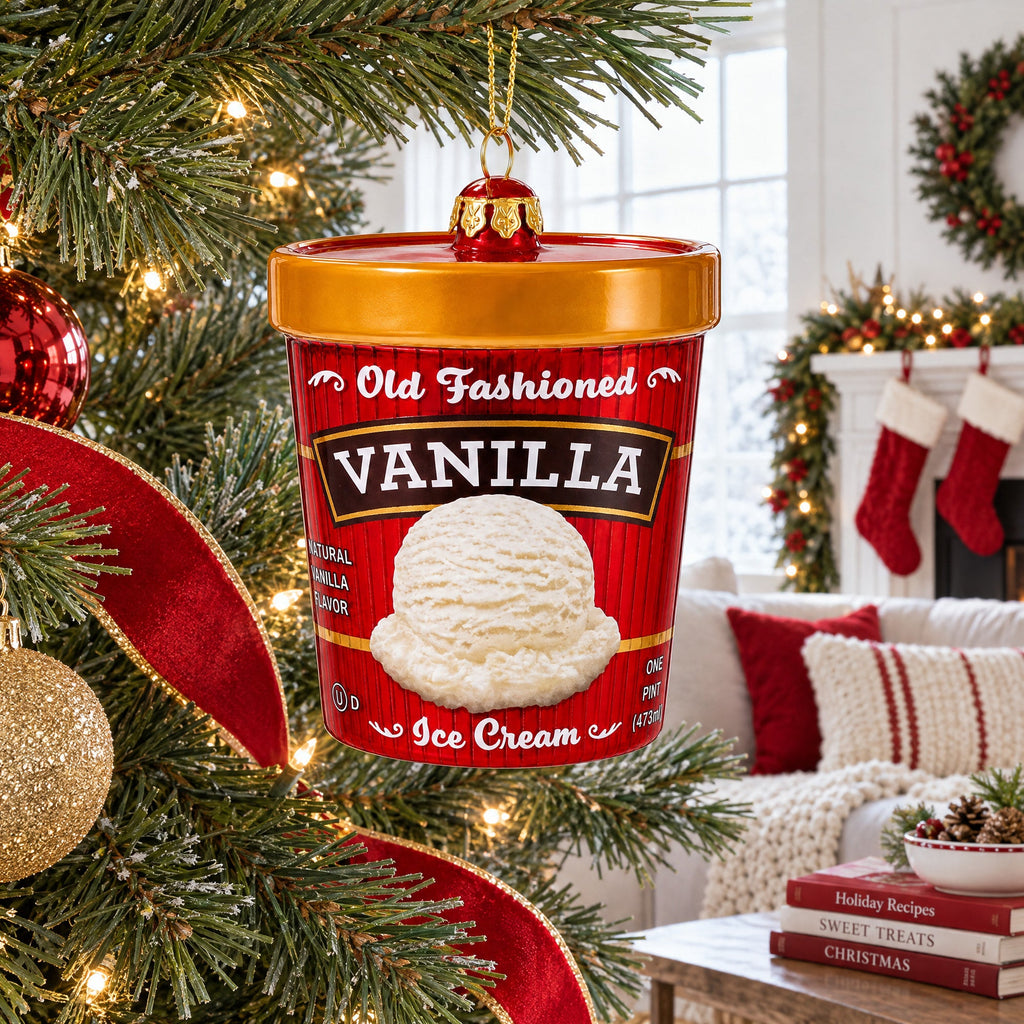 Vanilla Ice Cream Pint Glass Christmas Ornament