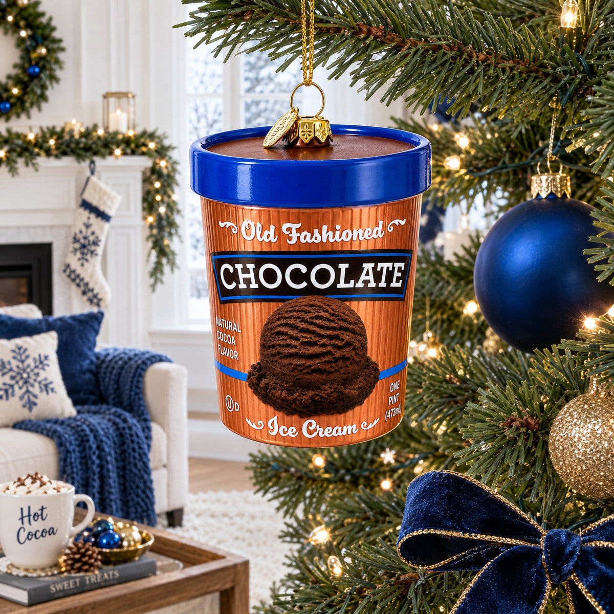 Chocolate Ice Cream Pint Glass Christmas Ornament