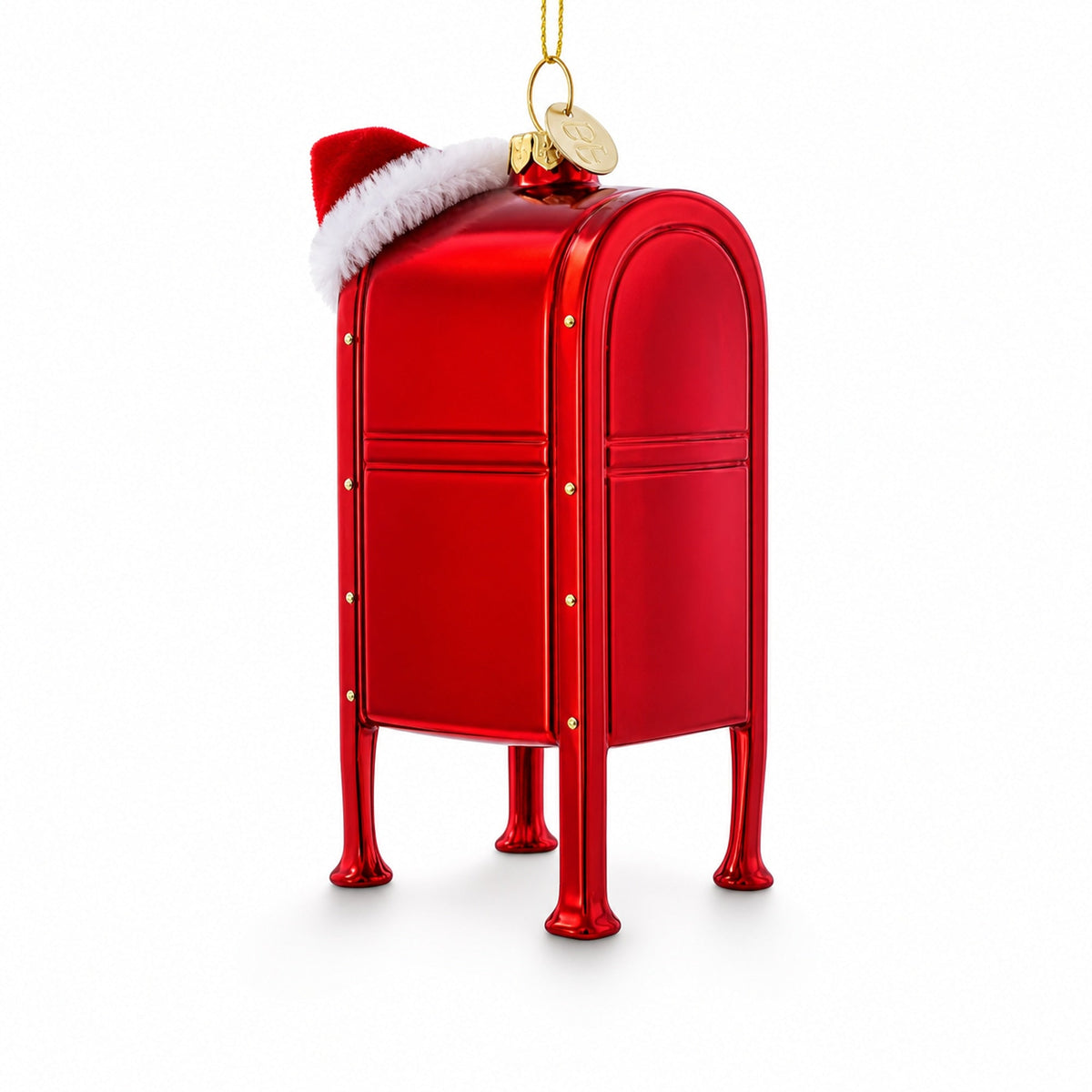 North Pole Letters to Santa Mailbox Glass Christmas Ornament