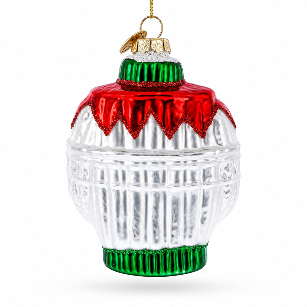 Ugly Christmas Sweater with Multicolor Light Glass Christmas Ornament