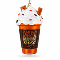 Pumpkin Spice Coffee Drink with Whipped Cream Glass Christmas Ornament