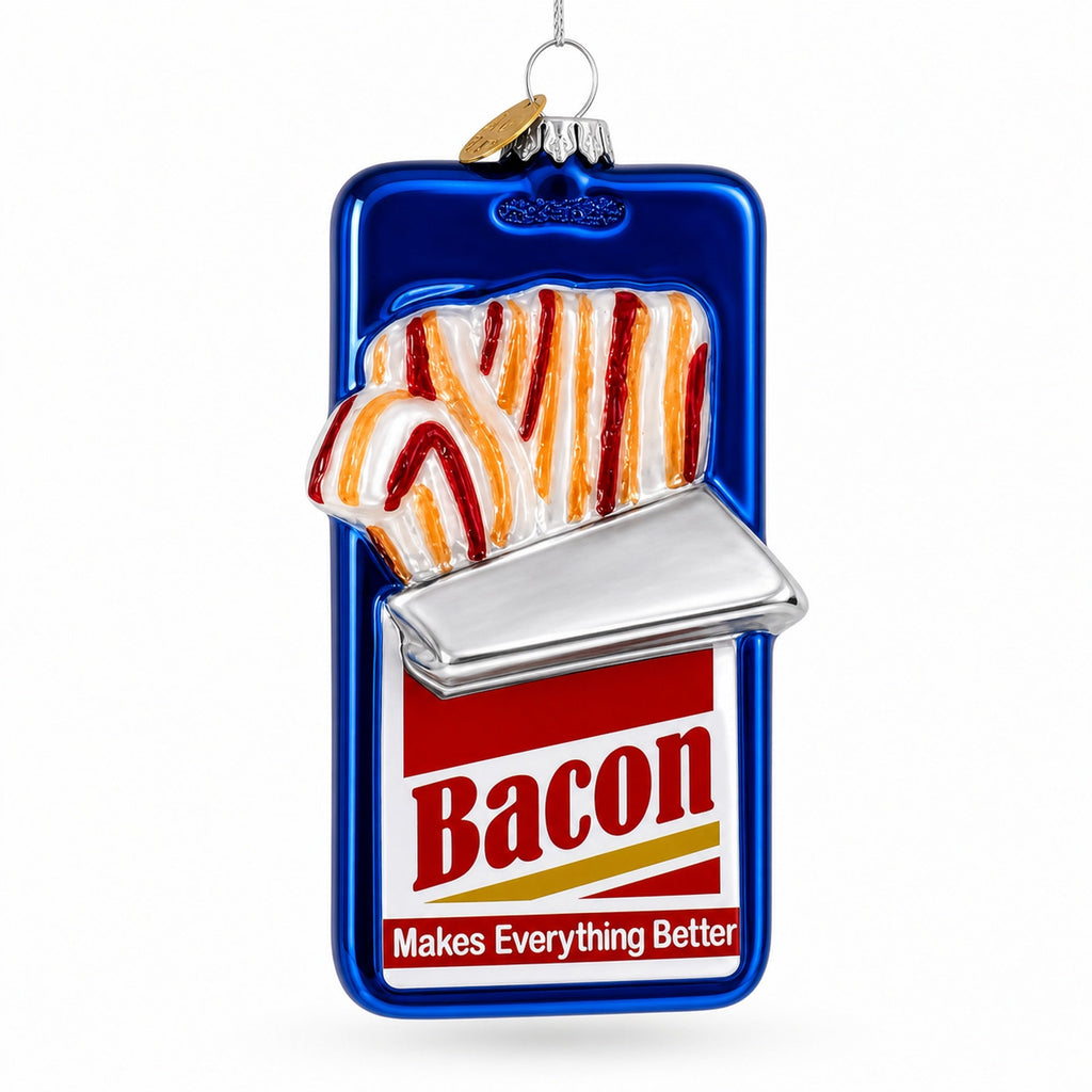 Bacon Pack Glass Christmas Ornament