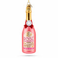 Rose Sparling Wine Bottle Glass Christmas Ornament