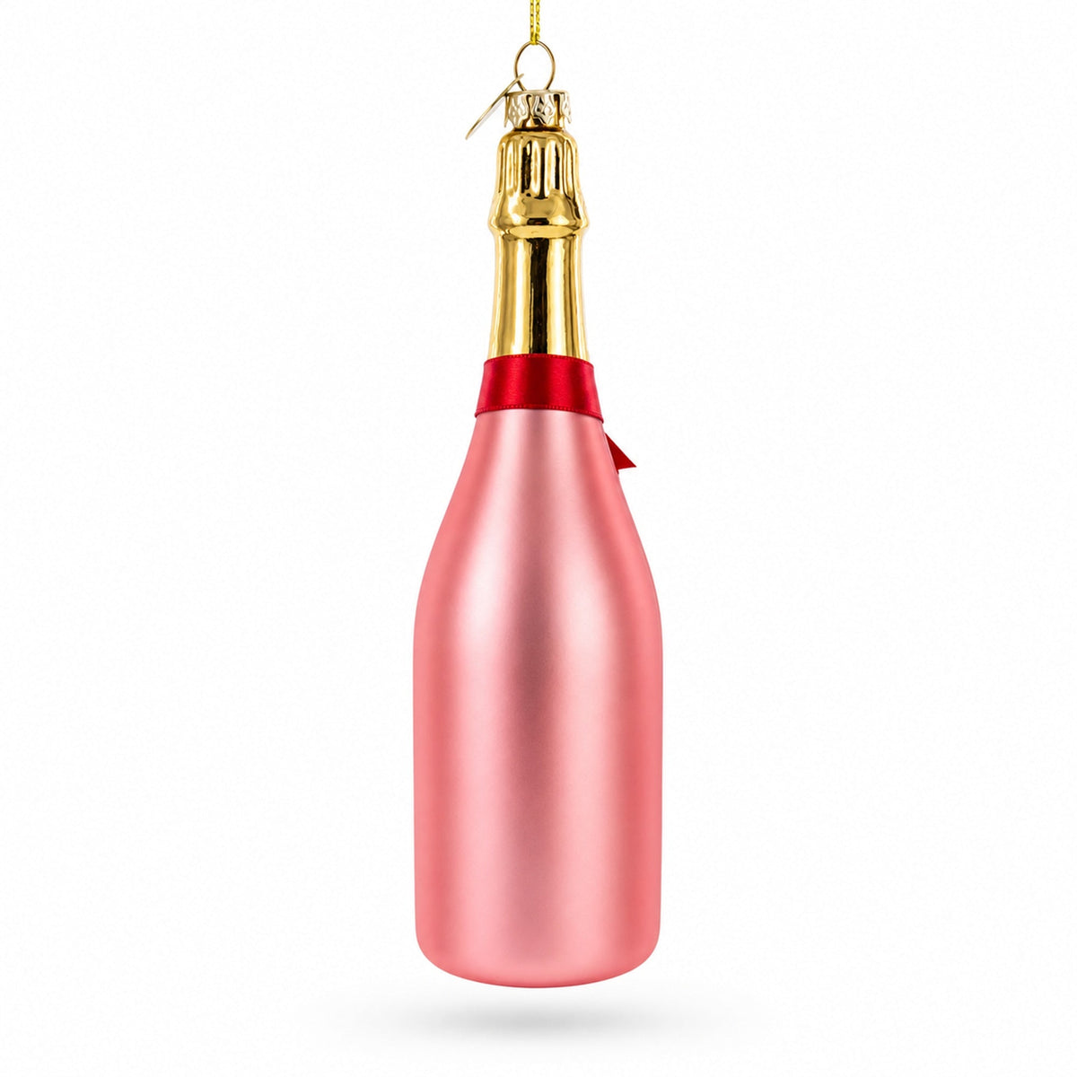Rose Sparling Wine Bottle Glass Christmas Ornament