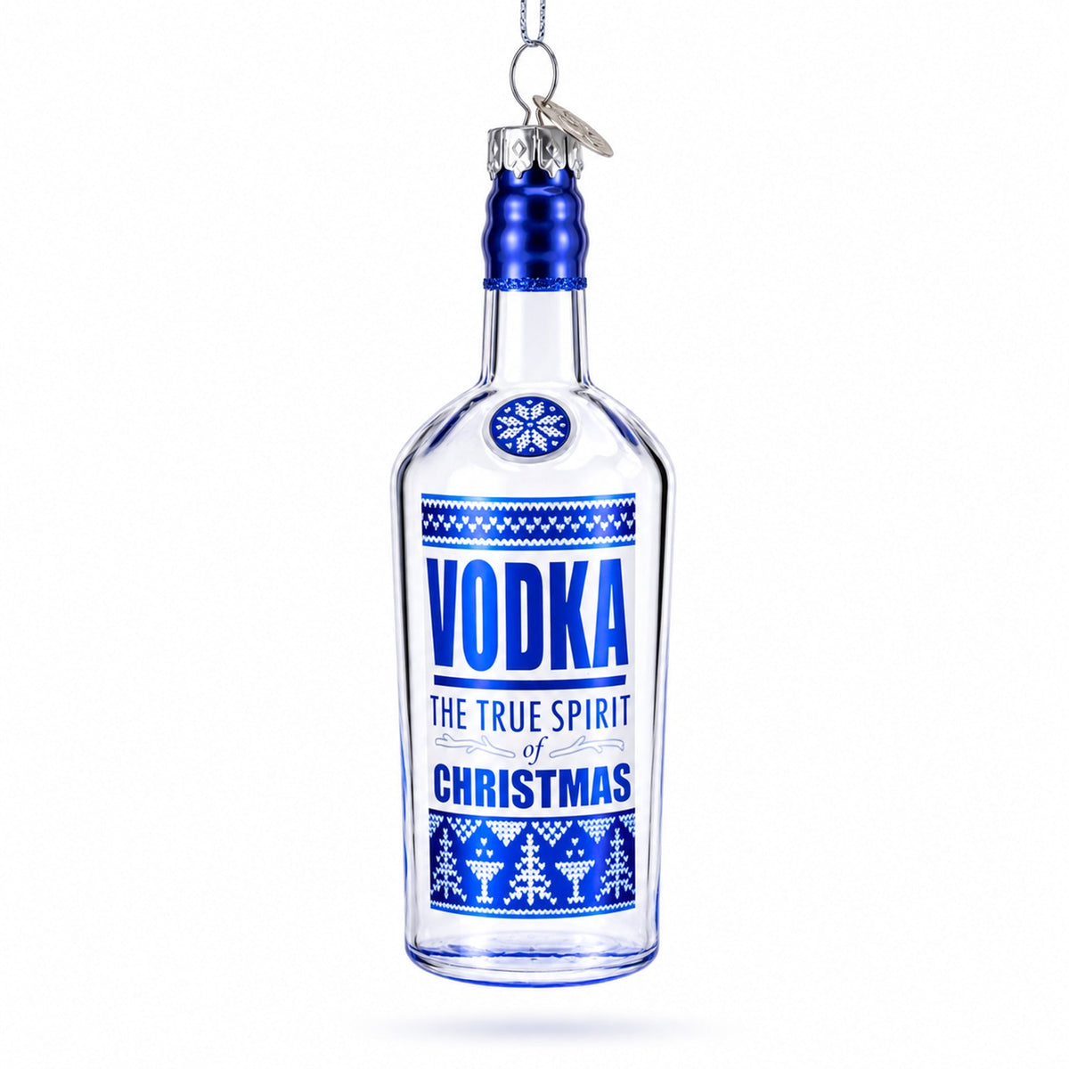 Spirit of Christmas Vodka Bottle Glass Christmas Ornament