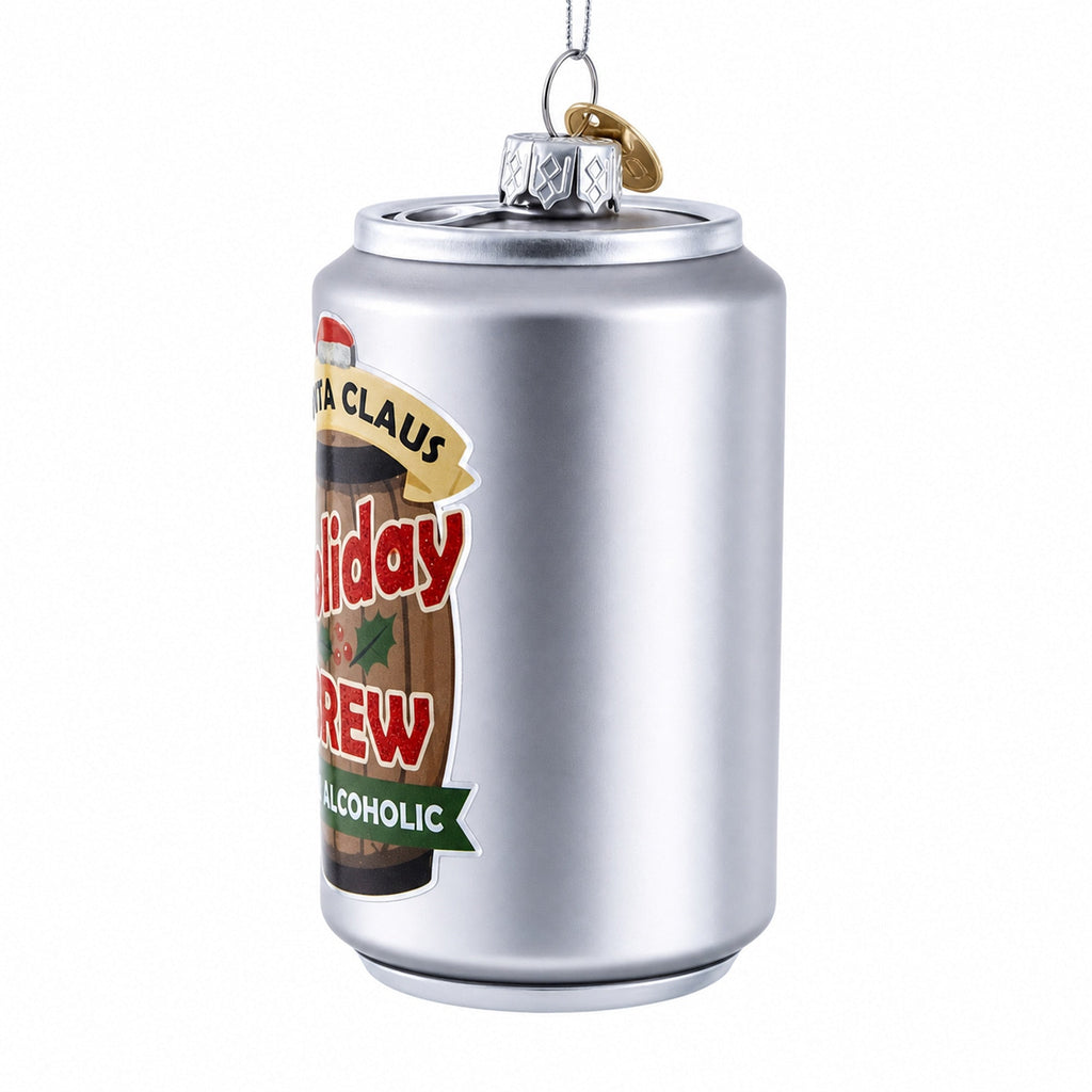 Holiday Beer Brew Can Glass Christmas Ornament