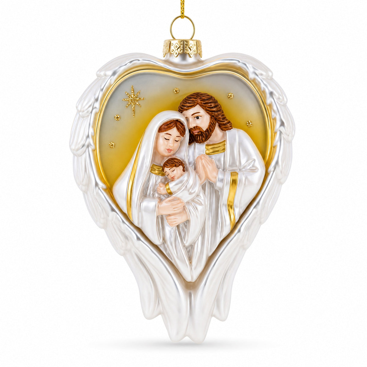 Sacred Holy Family Nativity Glass Christmas Ornament
