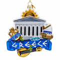 Landmarks and Symbols of Greece Glass Christmas Ornament