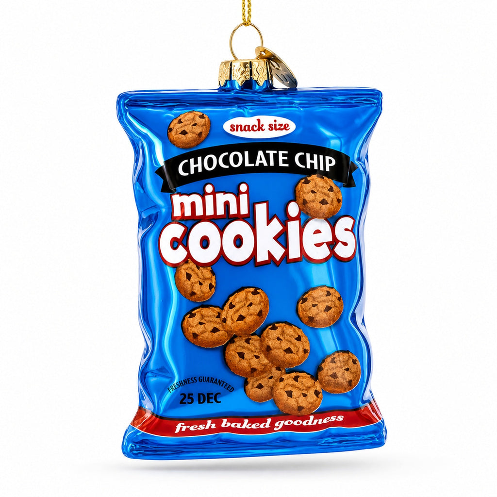 Chocolate Chip Cookies Bag Glass Christmas Ornament