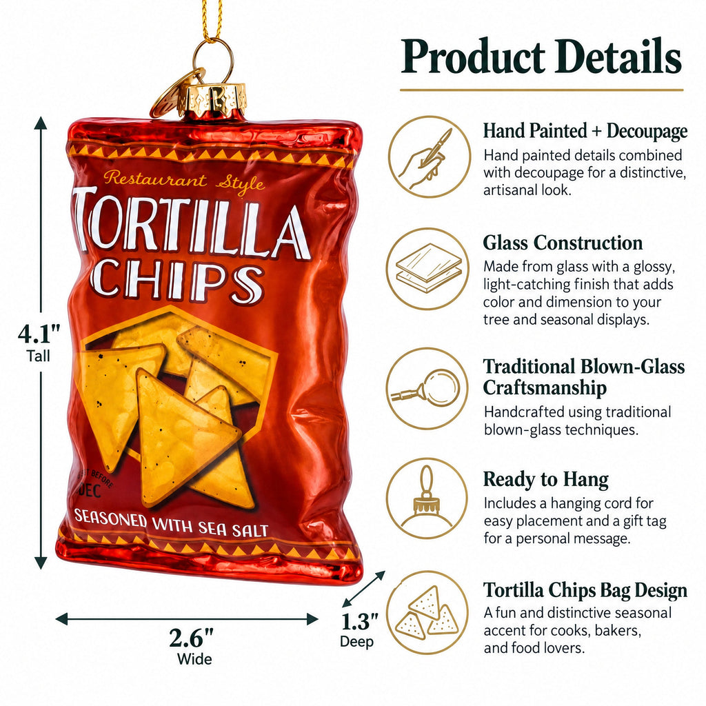 Tortilla Chips Bag Glass Christmas Ornament