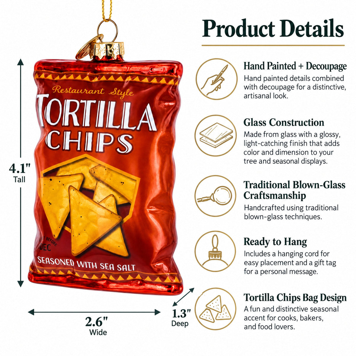 Tortilla Chips Bag Glass Christmas Ornament