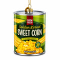 Golden Kernel Sweet Corn Can Glass Christmas Ornament