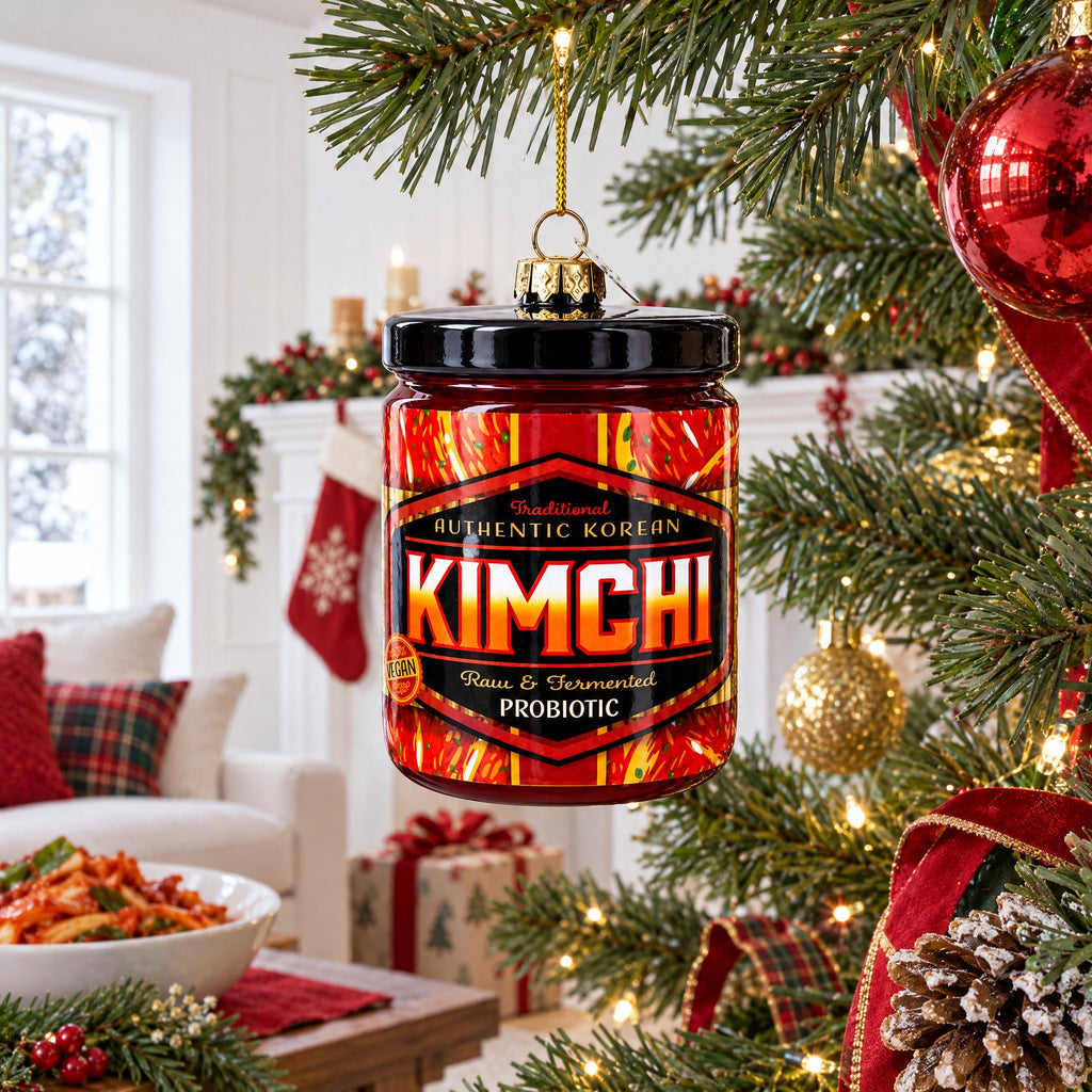 Spicy Kimchi Jar Glass Christmas Ornament