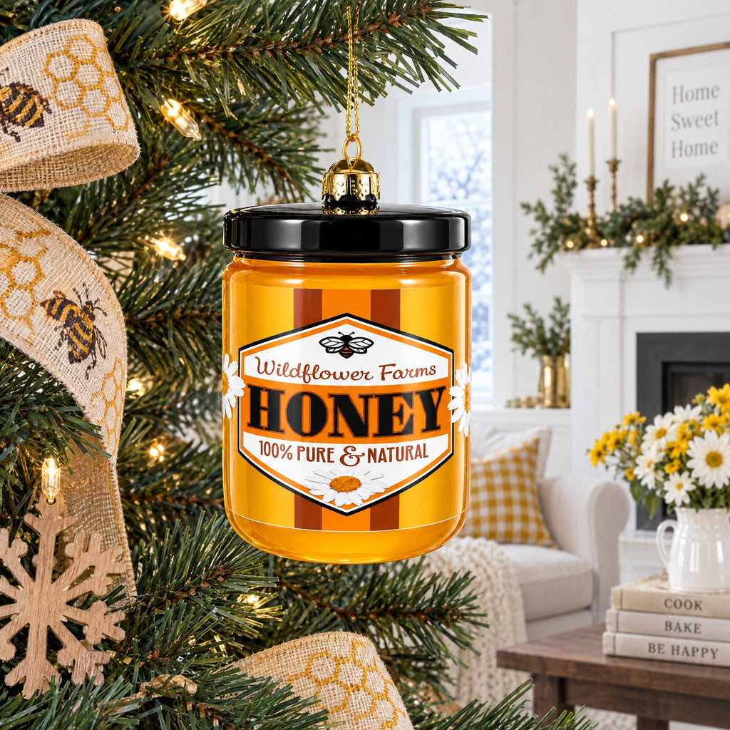 Honey Jar Glass Christmas Ornament