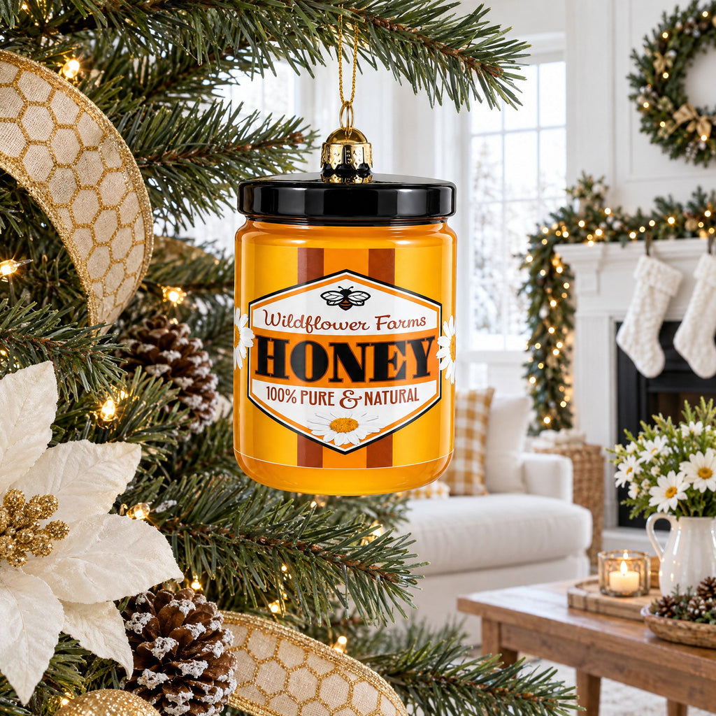 Honey Jar Glass Christmas Ornament