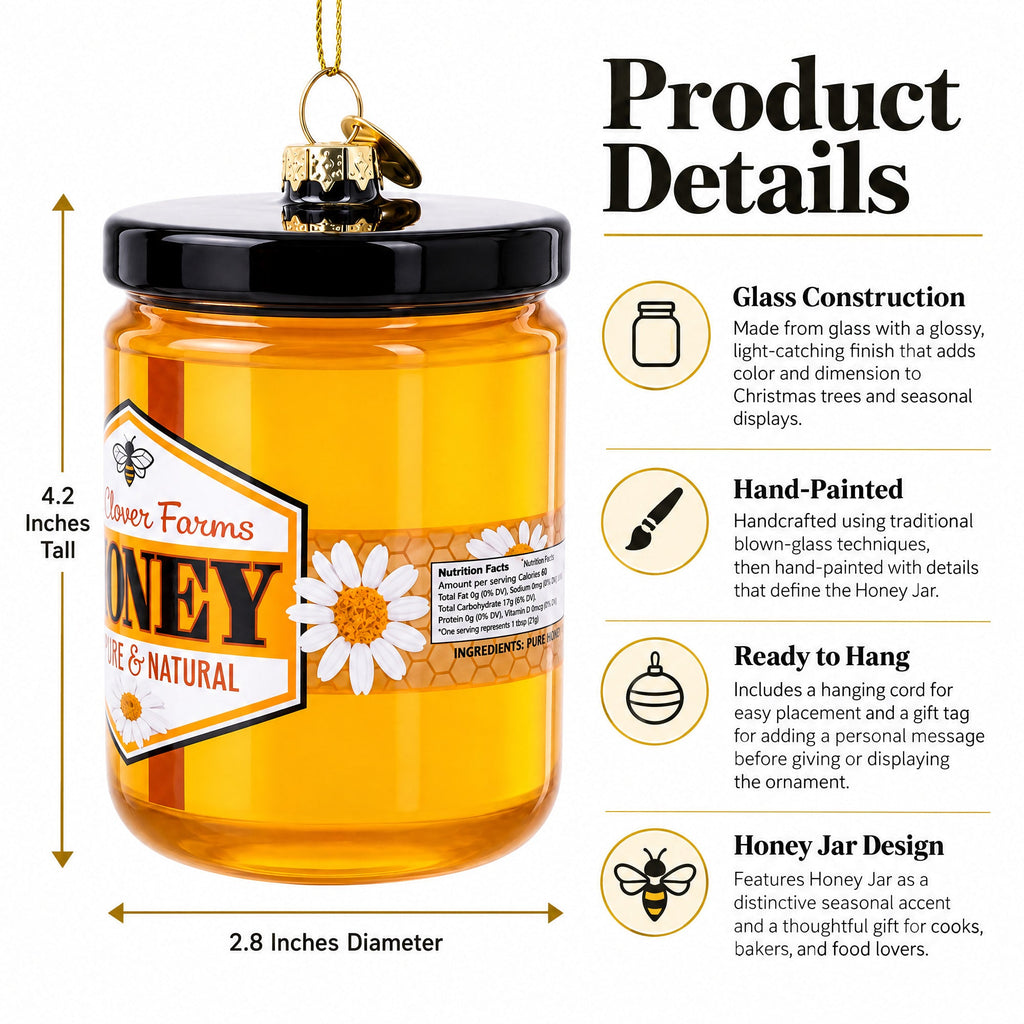 Honey Jar Glass Christmas Ornament