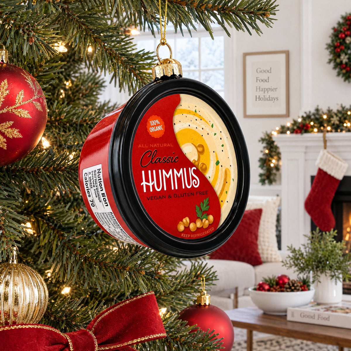 Hummus Glass Christmas Ornament
