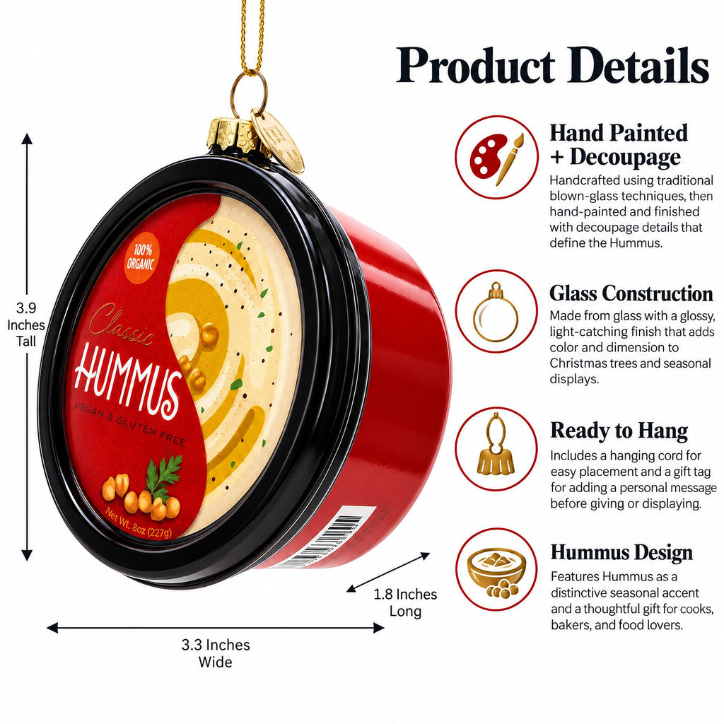 Hummus Glass Christmas Ornament