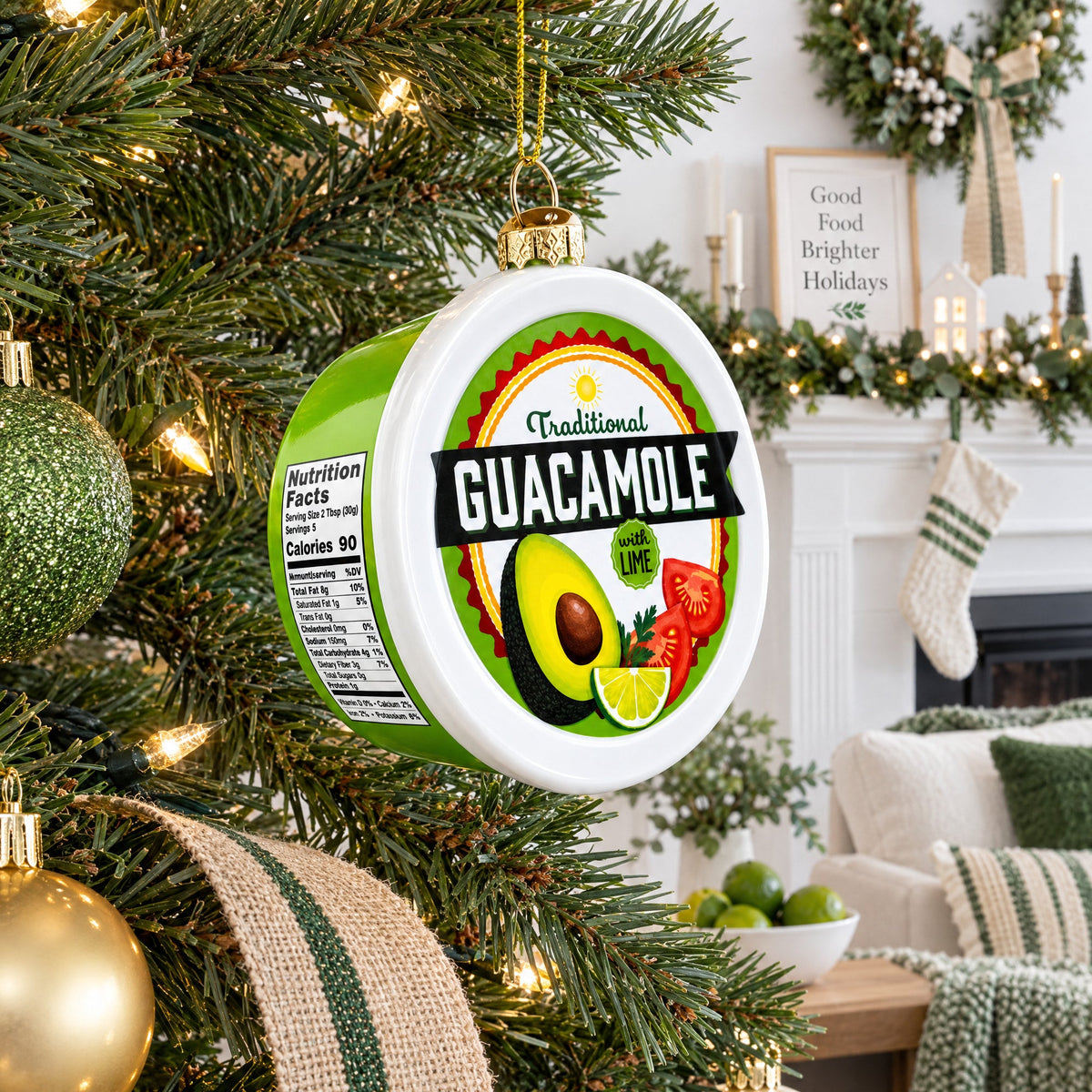Traditional Guacamole Glass Christmas Ornament