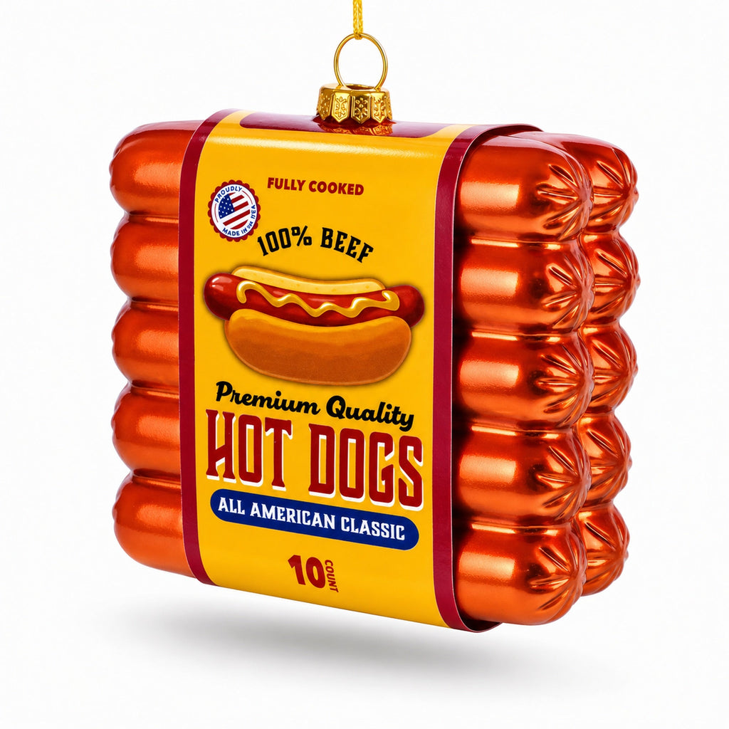 Premium Hot Dogs Pack Glass Christmas Ornament