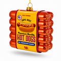 Premium Hot Dogs Pack Glass Christmas Ornament