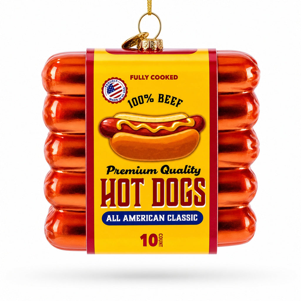 Premium Hot Dogs Pack Glass Christmas Ornament